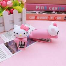 Sanrio Cute Sanrio Silicone Hello KittyKuromi Melody Jade Guigou Stapler Mini Portable Stapler, Student, Office,Send A Box Of Nails School Supplies,Back To School