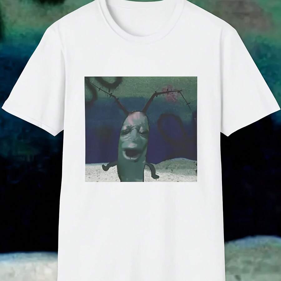 Cursed Plankton Meme T-Shirt, Funny Plankton Moaning Brainrot Graphic , Oddly Specific Shirt, Weird Plankton Got Served Joke Gift 2317220g Linen Blend, Turquoise Green Background Printed With Mountains, Improved Straight Cut With Wide Waist. The Cuffs Are Lined With Abion-Resistant Suede, And The Back Is Wrinkled To Ence Working Convenience. The Dress Was Drated With A Chinese Poem By Wang Wei, "After The New Rain On The Empty Mountain", Accompanied By Bamboo Tea And Dry Landspe Ornats. "For Uncles Who Retire To The Countryside, Taoyuan Is In The Hs Of The Clouds" - White - View 1