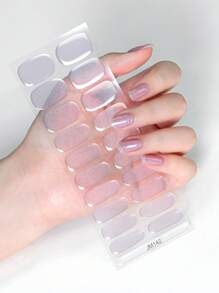 20 pièces Autocollants de vernis à ongles partiellement durcis, décalcomanies de gel transparent mauve clair, manucure de gel UV, facile à installer et à retirer, longue durée