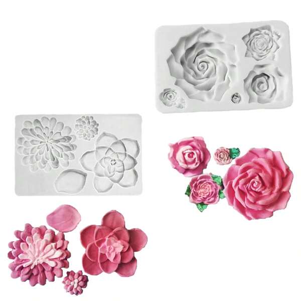 1pc Succulent Planter & Rose Silicone Mold, Fondant Cake Decorating Tools, Silicone Mold, Candy Cup Cake Chocolate Mold, Kitchen Accessories, Baking Tools