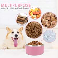 New-15  Dog Bowl For Food And Water, 40 Oz Stainls Steel Pet Feeding Bowl,  Non-Skid Double Wall Insulated Heavy Duty  Rubber Bottom For Medium Lar Dogs (40 Ounc/5 C, Pink) - 粉紅色 40 盎司 - 查看 7