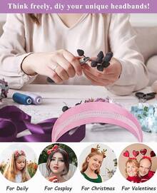 Wecoe Brown Satin Headband Women 1.6 Inch Wide Silk Headband Non Slip Fashion Neutral Colors Plain Hair Band DIY Holiday Hair Accessories For Women Girls Diademas Para Mujer Gifts - 粉紅色 1 - 查看 6