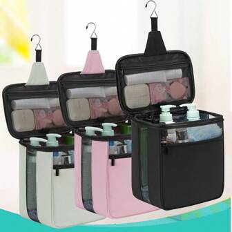 Portable Mesh Shower Rack Suitable For University Dormitories -Equipped With Metal Suspension Hook, Foldable Mesh Handbag - Essential For Dormitories - Durable Hanging Travel Shower Bag - Suitable For College Students, Men, And Women
