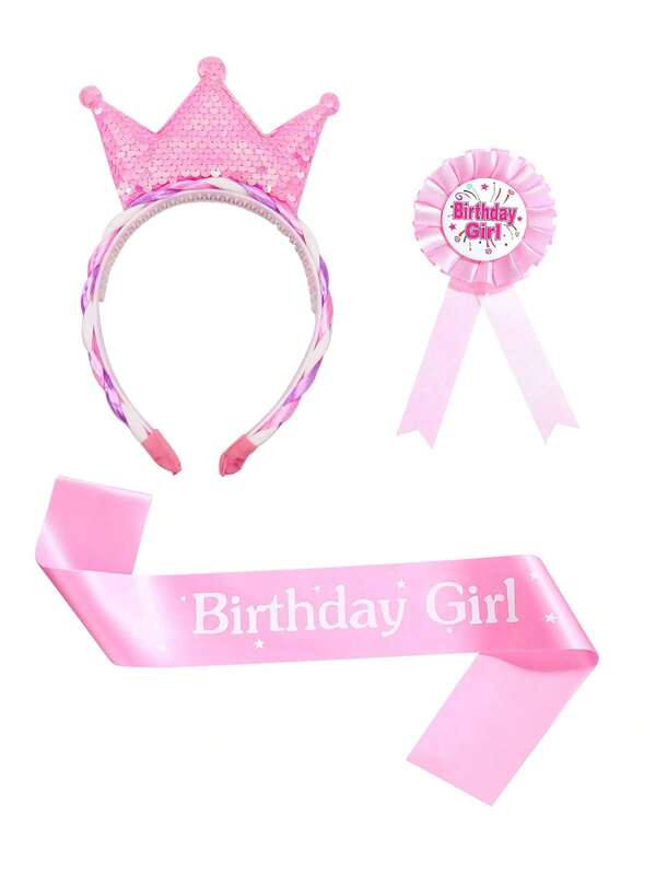 Children's Crown Headband, Brooches, Shoulder Strap, Birthday Party Decorations