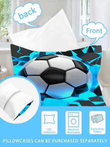 1/3件套彩色足球图案儿童床上用品套装 - 印花床单和被套，适合男孩和女孩，可机洗 - 彩色 - 查看 6