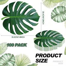 Local Shipping-100 Pack Disposable Paper Placemats Bulk 13 Inch Paper Placemats Disposable Charger Plates Table Place Mats For Dinner Wedding Birthday Summer Spring Party Dinner Tableware Decor(Woven) - Palm Leaf - View 4