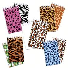 8pcs Animal Print Ivory Leopard Pattern Mini Notebook Set, School Office Stationery, Student Back To School Memo Pad