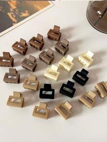 20 piezas/10 piezas/5 piezas Set de Pinzas de Flequillo Mini, Pinzas para el Cabello de Estilo Minimalista Princesa de Color Café Mate, Accesorios para el Cabello con Diseños Surtidos, Pinzas de Garra de Otoño de Moda de Invierno para Atuendos de Vacaciones para Mujer