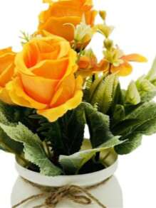 1pc Lifelike Delicate Rose Potted Plant, Suitable For Living Room Decor