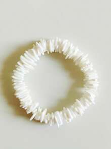 1pc Natural Beach Broken Shell Asymmetrical Bracelet, Essential For Women On Vacation