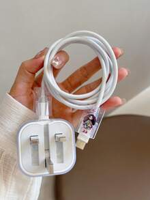 3pcs/Set Charging Cable Protector Case, Girl Pattern Suitable For 20W UK Plug Apple Fast Charger, Charger Protection Sleeve Charger Accessories, Phone Accessories - Multicolor - View 4