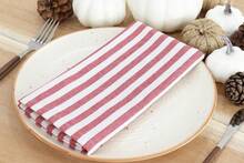 Plain Striped Cloth Napkins - Set Of 12-100% Cotton - 18 X 18 Inch - Spring Summer Easter - Perfect Everyday Use Dinner Napkin - Red And White - Red - View 2