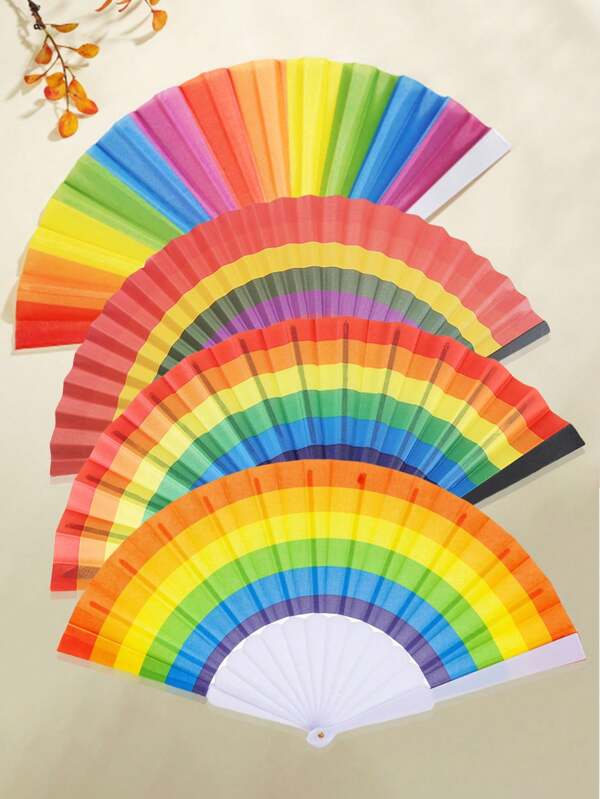 1pc Rainbow Handheld Fan,Multi Colored Folding Fan,Folding Fans,Handheld Pride Fan Festival Fan,Hand Fan,Wedding Folding Fans,The Hand Fan Foldable,Craft Fan For DIY,Olding Hand Fan Can DIY Personalized Shower Foldable Paper Fan Portable Party Wedding Supplies Hand Fan Gift Decoration Wedding Fans Handheld Fans