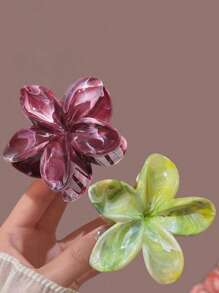4pcs/1pc Ladies 7.8cm/3.07in Pink Blue Green Red Gradient Color Large Flower-Shaped Hair Clip Fashionable, Versatile, High-End And Elegant Temperament Simple Minimalist Hair Claw Hair Accessories Suitable For Daily Leisure Party Commuting Vacation Hair Wash Face Bath Makeup Match Clothes Use Accessories Headgear Accessories, Beach Accessories, Claw Clip