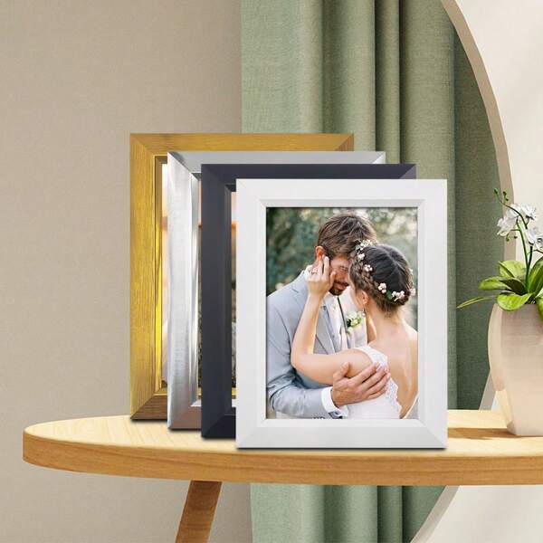 Multi-Size Wider Glossy Simple Decorative Frame (Design Pattern For Reference Only, Photo Paper Shipped Randomly), Retro Style, Suitable For Home Decor, Living Room, Bedroom, Study Room, Office Desktop Or Wall Hanging, Back To School Gift