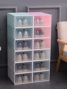 12/6/3/1pc Shoe Boxes, Shoe Store Display, For Corridor, Transparent With Lid, Foldable And Stackable Free-Combination Shoe Rack, Transparent Shoe Box With Lid, Foldable And Stackable Plastic Shoe Rack Storage Box - Waterproof, Space-Saving For All Shoes Storage - Suitable For Entryway, Bedroom, Home, Dorm. Stackable Clear Plastic Box For Closet, Sports Shoes, Office - Multicolor - View 8