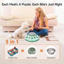 New-15  Dog Puzzle Toy 2 Levels, Slow Feeder, P Food Treat Feeding Dispenr For IQ Training And Entertainment For All Breeds (Green White) - 綠白 - 查看 2