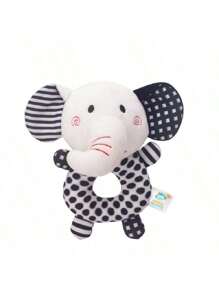 1 Pack Black & White Baby Rattles, Newborn Handcart Toys Soft Elephant & Fox Loop Toys, Hanging Type Infant Toys With High Contrast Black & White Animal Tambourine Music Toys Early Learning Toys For Boys And Girl Aged 0 3 6 12 Months, Gift
