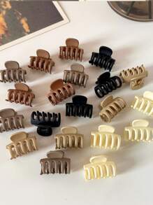 20 piezas/10 piezas/5 piezas Set de Pinzas de Flequillo Mini, Pinzas para el Cabello de Estilo Minimalista Princesa de Color Café Mate, Accesorios para el Cabello con Diseños Surtidos, Pinzas de Garra de Otoño de Moda de Invierno para Atuendos de Vacaciones para Mujer