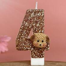 Velas con número en color café con estilo "Ins", velas decorativas de cumpleaños con perrito lindo para decoración de mesa - Marrón - Ver 7