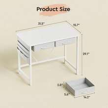 Small Vanity Desk No Mirror, Small Makeup Vanity, 31.5 Inch Vanity Desk With Drawers, Compact Vanity With Storage, White - White - View 3