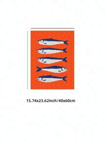 1 Pc Vibrant Orange Fish Wall Art Prints Medieval Retro Wall Decor Mural, Dorm & Home Decoration Painting, Party Wall Art Poster, Best Gift Choice, Frameless Canvas Poster For Bedroom/Living Room/Study/Dorm, Perfect For Vacation Travel & Beach Graduation (Frameless Art Print)