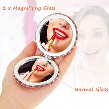 6 Piezas Espejo de Bolsillo con Diseño de Mandala Espejo Compacto con Aumento 1x/2x Pequeño Espejo de Maquillaje de Viaje de Doble Cara Espejo de Mano Portátil Plegable de Cuero Sintético para Mujer - 1 - Ver 4