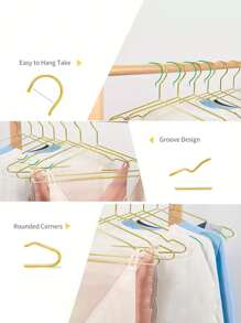 10pcs Sturdy Metal Hangers With Wide Arc Design And Non-Slip Grooves - Extra Wide & Thick, Suitable For Suits, Closets, Delicate Clothing - Space-Saving Wardrobe, Suitable For Dry Cleaners - Professional Grade Closet Storage Supplies