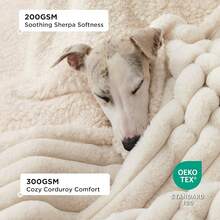 Bedsure Waterproof Dog Blankets Large Dogs - Soft Pet Blanket Corduroy Fleece Bed Protector Washable, Cozy Calming Reversible Furniture Puppy,60x80, Tuscan Beige - Cream - View 6