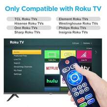 Replacement Backlit Remote Control For  Hisense Sharp  Onn Element Insignia Westinghouse Roku TV T For Roku Stick Or Box 65hj - 黑色或灰色 - 查看 2