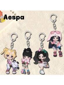 Porte-clés acrylique Aespa, crochet de sac à dos, fournitures scolaires étudiantes, cadeau