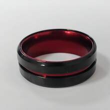 1 Pc Fashion New Elegant Aristocratic Red Slot Men's Domineering Ring Stainless Steel Inlay Red Carbon Finger Ring Jewelry Gift