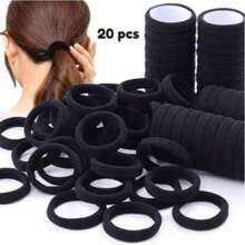120/80/20 Pcs Black Hair Ties, Suitable For Thick Curly Ponytail Fixation, Unisex Hair Accessories (5mm)
