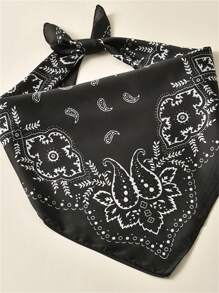 1 Stück Damen Cashew Blume Muster Bandana Schal, seidiges Material Kopftuch, Haarzubehör für den täglichen Gebrauch