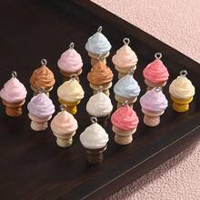 8/16pcs Colorful Resin Ice Cream Cone Pendants - Pastel DIY Craft Accessories, Includes Waffle Cone & Spinning Design, For Jewelry Making, Keychains, Bag Tags - Handmade Decor, Charming Appeal, Exquisite Craftsmanship - Random Mix - Multicolor - View 3