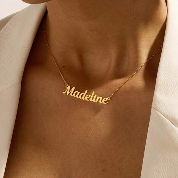 Collar de acero inoxidable con palabra de moda personalizada para mujer