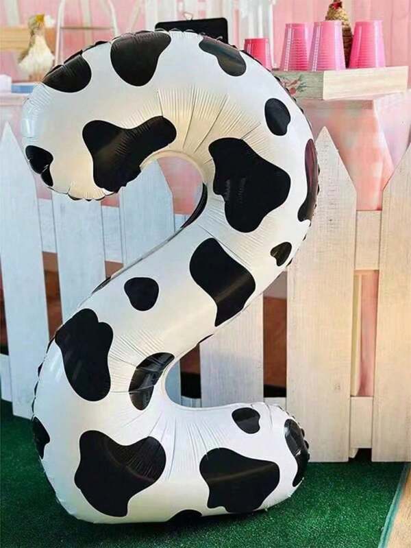 Decoraciones y suministros para fiesta de cumpleaños con estampado de vaca, globos digitales de 40 pulgadas con número en temática de vaca para fiesta de cumpleaños, decoración de granja y granero