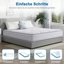 Pocket Spring Mattress (Height 20/22 Cm) 90x200/120x200/140x200/160x200 7-Zone Orthopedic Mattress With Comfort Foam, Fabric With A Soft Surface, Mattress For Adults, Medium Firmness (H3) - Xanh và trắng - Xem 11