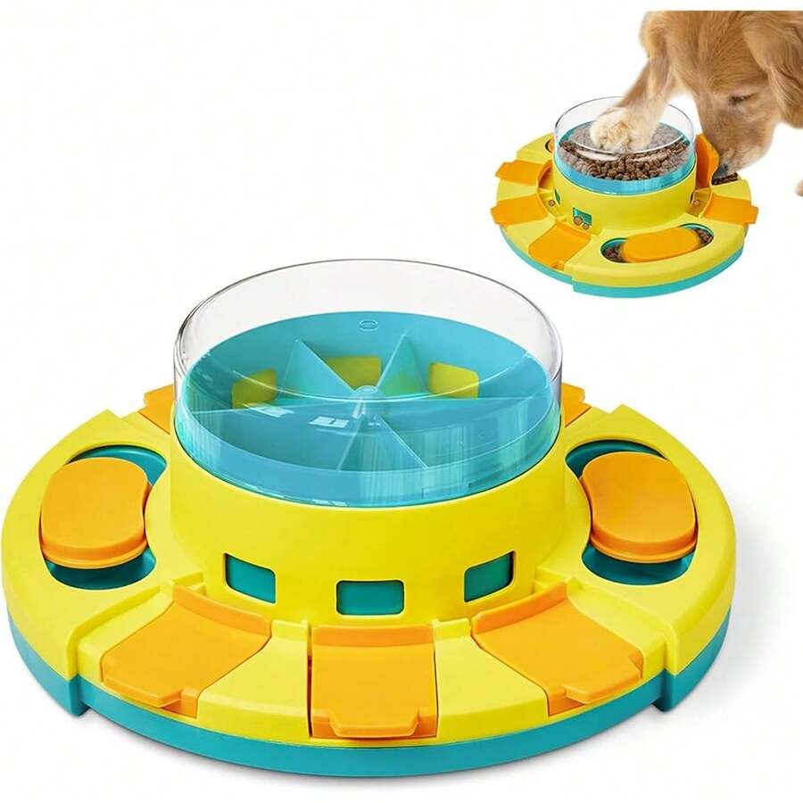 New-15  Dog Puzzle Toy 2 Levels, Slow Feeder, P Food Treat Feeding Dispenr For IQ Training And Entertainment For All Breeds 4.2 Inch Height - Vàng Xanh - Xem 1