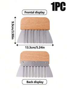 1 件不锈钢土豆切刀，木柄波浪薯条切刀，创意厨房工具波浪刀，波浪土豆切片机，感恩节/圣诞节礼物 - 棕色 - 查看 2