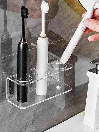 1 件装亚克力塑料浴室梳子架，壁挂式，无需钻孔收纳架，透明梳子和洗漱用品收纳架，梳妆台用透明梳子和洗漱用品收纳架，圣诞节礼物，万圣节礼物