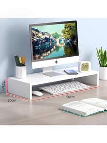 1 Stück Computermonitor Ständer, Desktop Computer Erhöhung, Monitor Basis & Laptop Ständer, erhältlich in zwei Farben: Weiß/Naturholzfarbe. Es ist eine Schubladenart Desktop Aufbewahrungsbox, ein Muss für Büros und Studentenwohnheime, die als Schreibtisch Aufbewahrung und Präsentationsregal dient. Ideal für Schreibtische in Studentenwohnheimen, Bürotische und Arbeitsplätze von Studenten, um Gegenstände zu organisieren und den Raum aufzuwerten. - Verschiedenfarbig - Übersicht 3