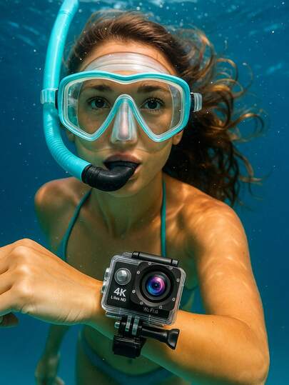 Cámara Deportiva HD 1080P con Carcasa Sumergible a 30 Metros para Deportes Extremos, Moto, Surf, Vlog y Aventura