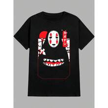 Japanese Geek Fashion T-Shirt Otaku Anime No Face Manga Unisex Male Female 100% Cotton Top Premium Streetwear New Release Immediate Shipping Various Colors!! Plus Size - 黑色 - 查看 2