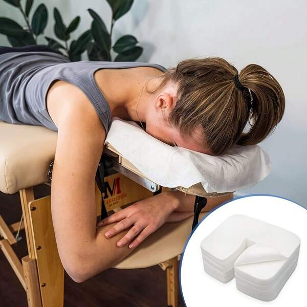 100 غطاء وجه قابل للتصرف ناعم وقابل للتنفس - تصميم مناسب لطاولات وكراسي للمساج - مثالي لراحة البشرة في الوجه خلال العلاج في السبا
