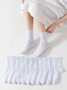 4 Pairs White Striped Ankle Socks, All-Match Simple Design For Everyday Wear, Breathable & Moisture-Wicking