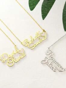 Collar personalizado de plata de ley 925 con dos nombres y acento de corazón - Regalo personalizado para parejas, amantes, cónyuges y almas gemelas - Ideal para aniversario, compromiso, Día de San Valentín, citas románticas, celebraciones de bodas y momentos de amor eterno