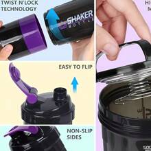 1 szt. 500 ml/17 uncji plastikowa butelka do shakera z proszkiem białkowym ze sprężyną mieszającą, szczelna przenośna butelka sportowa na wodę do ćwiczeń na siłowni, fitness na świeżym powietrzu, prezent świąteczny