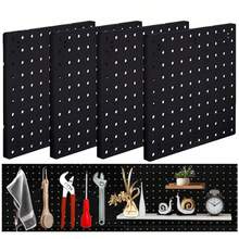 Tablero Perforado 122cm x 30.5cm,4 Paneles Metal Perforados, Organizador Pared Tablero Perforado,Tablero Perforado Grande Y Resistente para Paredes,Hogar,Garaje,Almacenamiento De Herramientas - Negro - Ver 1