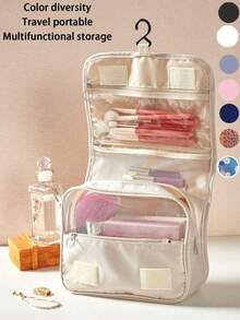 1 pieza Bolsa de maquillaje multifuncional para viajes, bolsa de aseo colgante, bolsa de almacenamiento portátil, bolsa de almacenamiento impermeable, bolsa de ducha impermeable, bolsa de playa plegable, de gran capacidad, impermeable, fácil de llevar, adecuada para tocador, baño, dormitorio, sala de estar, viajes, dormitorio, regalo del Día de la Madre, regalo para amigos, novia, familia, profesores, colegas, regalo de Halloween, regalo de Navidad - Multicolor - Ver 2